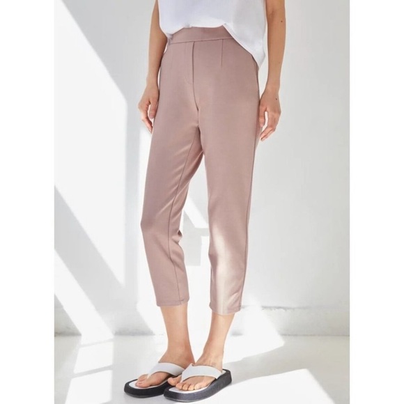 Aritzia BABATON Conan Fawn Pink Crepe Mid Rise Pleated Trousers Pants, Size 4 - Picture 2 of 6